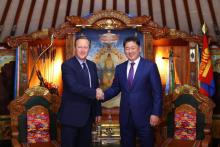 President Khurelsukh and Foreign Secretary David Cameron
