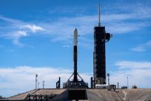 South Korea's second spy satellite awaits liftoff on SpaceX's Falcon 9 rocket from the John F. Kennedy Space Center in Florida on April 7, 2024, in this photo provided by the defense ministry. (PHOTO NOT FOR SALE) (Yonhap)
