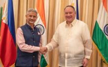 DEEPENING TIES. Indian Minister of External Affairs, Dr. Subrahmanyam Jaishankar (left) and Defense Secretary Gilberto Teodoro Jr. shake hands during their meeting at the Department of National Defense (DND) headquarters in Camp Aguinaldo, Quezon City on March 26, 2024. The DND on Monday (April 1) said it is keen on increasing engagements with the South Asian neighbor on climate change mitigation and defense cooperation. (Photo courtesy of the DND)