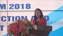 President of the Vietnam Red Cross Society's Central Committee Nguyen Thi Xuan Thu speaks at the event. (Photo: VNA)
