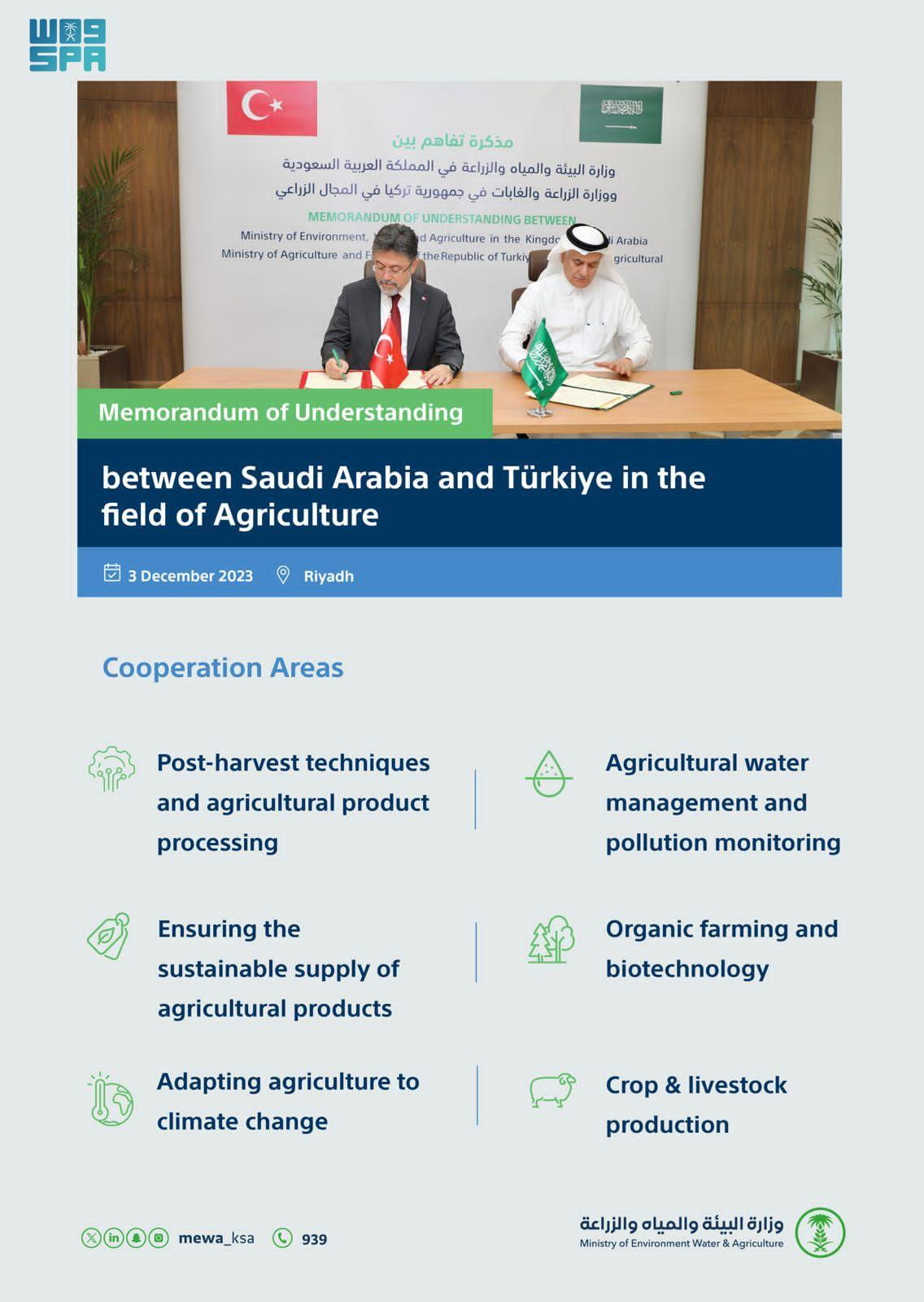 Saudi Arabia, Turkiye Strengthen Collaboration in Agriculture, Livestock, and Water Management