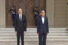 Pezeshkian officially welcomed by Aliyev in Baku