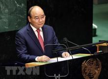 President Nguyen Xuan Phuc addresses the general debate of the UN General Assembly's 76th session in New York on September 22 (Photo: VNA)