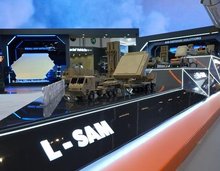 This photo, provided by Hanwha Systems Co., shows a L-SAM system model displayed at a defense exhibition in the United Arab Emirates. (PHOTO NOT FOR SALE) (Yonhap)