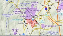 This photo provided by the land ministry shows the map location of the government's planned bio-health science complex in Osong, 108 kilometers south of Seoul. (PHOTO NOT FOR SALE) (Yonhap)