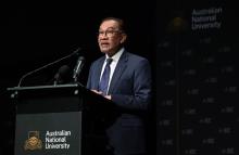Anwar Ibrahim speaking at the 2024 Gareth Evans Oration entitled “Navigating Geopolitical Currents: Malaysia and  Australia’s pivotal role in Asia Pacific” lecture at the Australian National University (ANU) on Thursday.