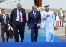  Dr Ahmad Zahid Hamidi (centre) arrives  at the United Arab Emirates (UAE) for his first official visit to the gulf country.