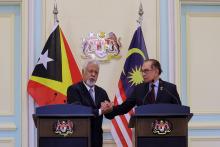 PUTRAJAYA, Dec 2 -- Prime Minister  Anwar Ibrahim with Timor-Leste Prime Minister Kay Rala Xanana Gusmão during a join press conference after held a bileteral meeting, today.  --fotoBERNAMA (2024) COPYRIGHT RESERVED