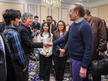 BRUSSELS, Jan 19 -- Prime Minister Datuk Seri Anwar Ibrahim greeting guests at the Tea Reception and Meet-and-Greet session with the Malaysian diaspora in Belgium and Luxembourg, held in conjunction with his working visit to Belgium here today.  The visit is scheduled to take place from January 19 to 20, 2025.  --fotoBERNAMA