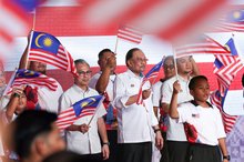 Anwar Ibrahim at the 2025 National Month and Fly the Jalur Gemilang (Malaysian flag) launching ceremony here Sunday.