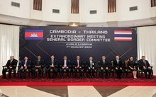 Cambodian Defence Minister General Tea Seiha (left) and Thailand's Acting Defence Minister General Nattaphon Narkphanit (right) during the exchange of the Memorandum of Understanding (MoU) documents between the two countries at the General Border Committee (GBC) Meeting at Wisma Perwira today.  -- fotoBERNAMA (2025) COPYRIGHT RESERVED