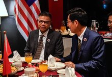 Home Minister Saifuddin Nasution Ismail (left) having a bilateral discussion with China Vice Minister of Public Security and Commissioner of National Immigration Administration (NIA), PRC, Wang Zhizhong (right) at the 19th ASEAN Ministerial Meeting on Transnational Crime (AMMTC) and its related meetings on Thursday