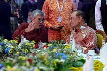 Prime Minister Datuk Seri Anwar Ibrahim and Minister of Investment, Trade and Industry (MITI) Tengku Datuk Seri Zafrul Abdul Aziz at the 57th ASEAN Economic Ministers’ Meeting (AEM) and Related Meetings Gala Dinner at Taman Botani Perdana Kuala Lumpur 