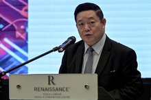 ASEAN Secretary-General Dr Kao Kim Hourn delivers his speech at the UK-ASEAN Artificial Intelligence (AI) Innovation Summit 2025 in Renaissance Hotel & Convention Centre