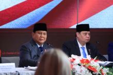 Indonesian President Prabowo Subianto at a business forum with the US Chamber of Commerce in Washington, D.C., on Wednesday (Feb. 18, 2026). (ANTARA)