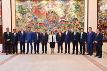 The President of the Malaysian Senate Mutang Tagal (six left), paid a courtesy visit to Sahiba Gafarova, the Speaker of the Milli Majlis (National Assembly) of Azerbaijan, on May 1.