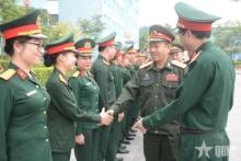 A delegation of the Lao People's Army visits the Vietnam Department for Peacekeeping Operations. (Photo: qdnd.vn)