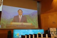 Prime Minister Pham Minh Chinh makes remarks via videoconferencing at the 2024 Global Innovation Index (GII) announcement ceremony held by the World Intellectual Property Organisation (WIPO) in Geneva, Switzerland on September 16. (Photo: VNA)