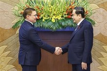 NA Chairman Tran Thanh Man receives Vladimir Vladimirovich Yakushev, Secretary of the General Council of the United Russia Party (URP) and First Deputy Speaker of the Federation Council of the Russian Federal Assembly, in Hanoi on September 2, 2025. (Photo: VNA)