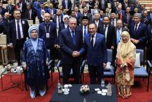 Malaysian Prime Minister Anwar Ibrahim shakes hands with President of Turkiye Recep Tayyip Erdogan after the Public Lecture at the Putrajaya International Convention Centre (PICC) here.
