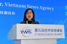 Deputy General Director of the Vietnam News Agency (VNA) Doan Thi Tuyet Nhung speaks at the summit. (Photo: VNA)