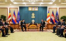Dewan Rakyat Speaker Tan Sri Johari Abdul and Malaysian delegation holding talks with Cambodian Senate President Hun Sun at the Senate office on Friday. Photo Credit: Parliament of Malaysia/Muhammad Nur Arjunna Putra Bin Zukarnain 