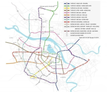 The planned metro network of Hanoi. Metro line No 5 is in orange. (Photo hanoimetro.net.vn)
