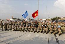 The Defence Ministry held a ceremony on March 23 in Ho Chi Minh City to send off the staff of the third Level-2 Field Hospital, who will participate in the UN peacekeeping mission in South Sudan. (Photo: VNA)