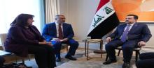 PM, Mohammed Shia Al-Sudani (right), the European Commissioner for the Mediterranean and the Middle East, Dubravka Suica (left)