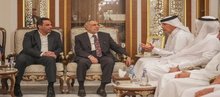 Parliament Speaker Mahmoud al-Mashhadani (second left), Hassan bin Abdullah al-Ghanim, Speaker of the Qatari Shura Council (second right)