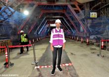 President Joko Widodo inspects tunnel construction in Purwakarta District, W Java on Monday (Jan 17, 2022).