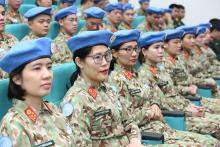 Members of the level-2 field hospital No. 2 at the opening ceremony of the pre-deployment training course in Hanoi on December 13 (Photo: VNA)