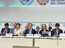 Deputy Prime Minister and Minister of Foreign Affairs Bui Thanh Son and Minister for Environmental Protection and Green Transition of Croatia Marija Vučković co-chair a panel discussion within the third United Nations Ocean Conference (UNOC 3). (Photo: VNA)