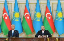 President Ilham Aliyev and President Kassym-Jomart Tokayev made press statements