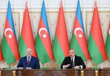 President Ilham Aliyev and President Aleksandr Lukashenko made press statements
