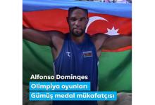 First Vice-President Mehriban Aliyeva congratulates Alfonso Dominguez on Olympic silver