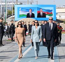 President Ilham Aliyev pays tribute to National Leader Heydar Aliyev in Tashkent