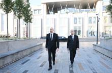 President Ilham Aliyev reviewed upgraded conditions following landscaping and reconstruction efforts in front of Baku Railway Station and 28 May metro station