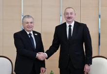 President of Azerbaijan Ilham Aliyev met with President of Uzbekistan Shavkat Mirziyoyev The Presidents then joined opening ceremony of a sewing factory in Khankendi via video link