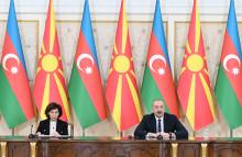 Presidents of Azerbaijan and North Macedonia made press statements