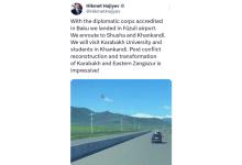 Assistant to Azerbaijani President shares a post on diplomatic corps’ trip to Khankendi and Shusha
