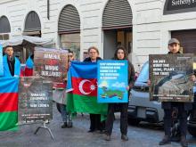Azerbaijanis in Italy hold protest against Armenia`s mine terrorism