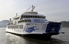 Photo shows the passenger ferry Olympia Dream Seto in Shin-Okayama port, western Japan, on Dec. 10, 2025. (Kyodo)