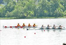 Rowers compete at the 2025 Asian Rowing Championships. (Photo: VNA)