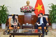 Deputy Minister of Foreign Affairs Dang Hoang Giang and the UN Population Fund (UNFPA) Representative in Vietnam Naomi Kitahara (Photo: Ministry of Foreign Affairs)