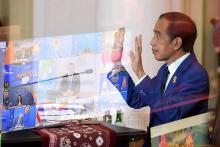 President Joko Widodo while addressing the 16th East Asia Summit (EAS) held virtually at the Bogor Presidential Palace on Wednesday (Oct 27, 2021). ANTARA/HO-Kris/Biro Pers Sekretariat Presiden)