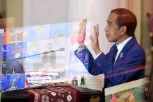 President Joko Widodo while addressing the 16th East Asia Summit (EAS) held virtually at the Bogor Presidential Palace on Wednesday (Oct 27, 2021). ANTARA/HO-Kris/Biro Pers Sekretariat Presiden)