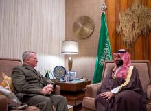 Prince Mohammed bin Salman meets with the Commander of United States Central Command General Kenneth McKenzie.
